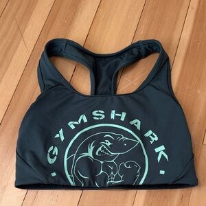 Gymshark Black Sports Bra with Green Logo